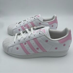 New Adidas Superstar “Cloud White Clear Pink” Floral GS Size 6 Y #IG7015
